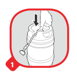 1) Fixez le tube de service BeerTender® au sommet du fût de bière simplement en pressant le bouton “Poussez”